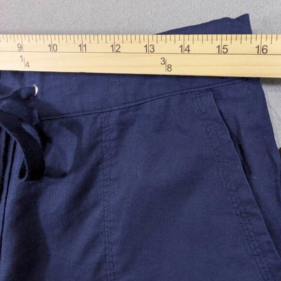 Kim Rogers Capri Pull On Womens Small Crop Linen Blend Navy NEW Summer Beach - Picture 5 of 10